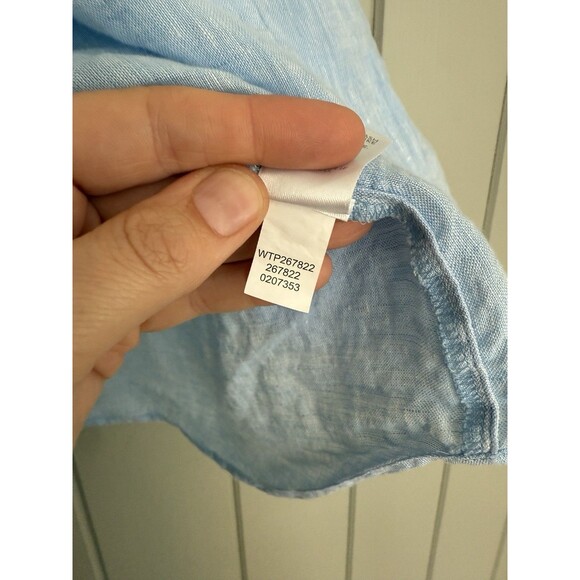 Pure J Jill Linen Tunic Top Medium Petite MP Blue Dolman Sleeves Pocket Boho - Picture 7 of 7